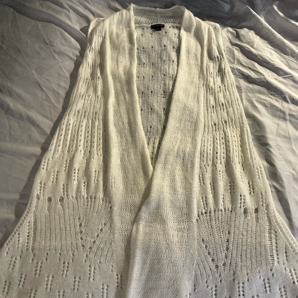 new directions Cream Open-Knit Women's Cardigan Vest